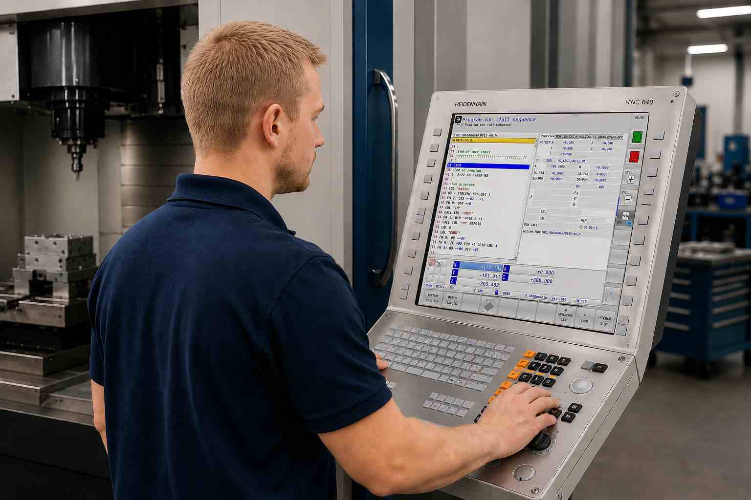 Operátor HEST pri ovládaní CNC stroja